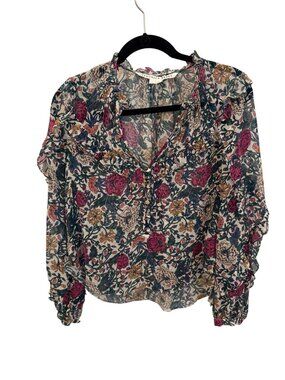 Veronica Beard floral boho style blouse size 4-100% silk